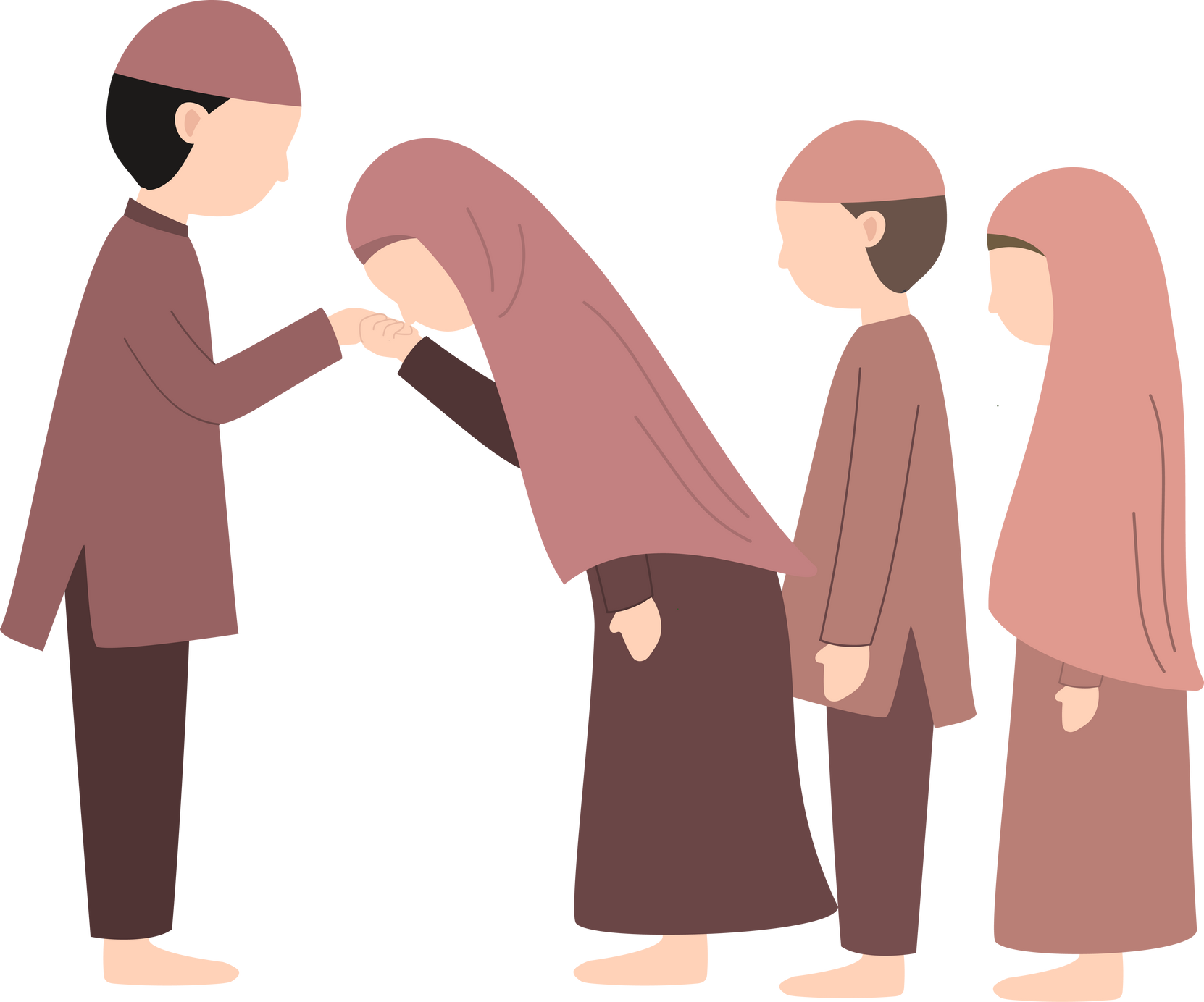 Muslim family handshake illustration